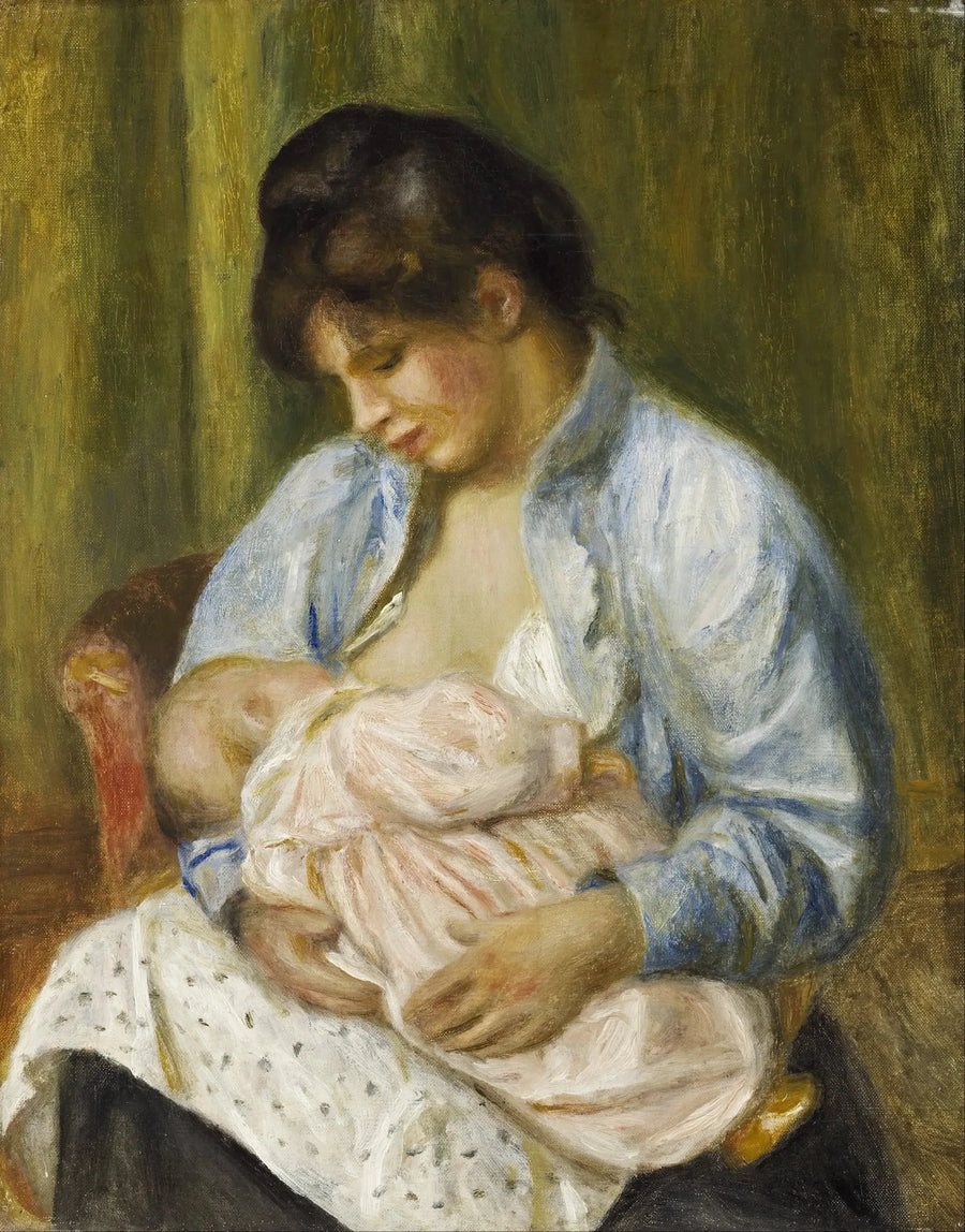 Een vrouw die een kind borstvoeding geeft - Pierre-Auguste Renoir