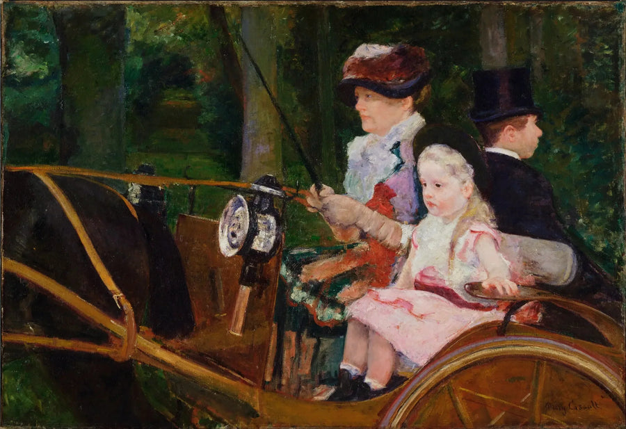 Een vrouw en een meisje achter het stuur - Mary Cassatt