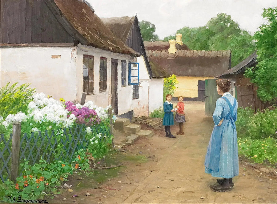 Een vrouw en enkele kinderen in een kleine straat van een dorp. - H. A. Brendekilde

Source:
Une femme et quelques enfants dans une petite rue d'un village. - H. A. Brendekilde