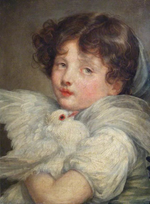 Een meisje met een duif - Jean-Baptiste Greuze