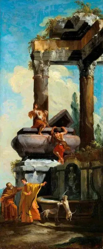 Een fontein met klassieke ruïnes - Giovanni Paolo Panini

Source:
Une fontaine avec des ruines classiques - Giovanni Paolo Panini