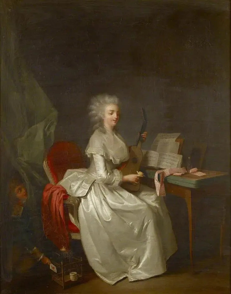Een jonge vrouw die gitaar speelt met een zangvogel in haar hand - Louis-Léopold Boilly

Source:
Une jeune femme jouant de la guitare avec un oiseau chanteur dans sa main - Louis-Léopold Boilly