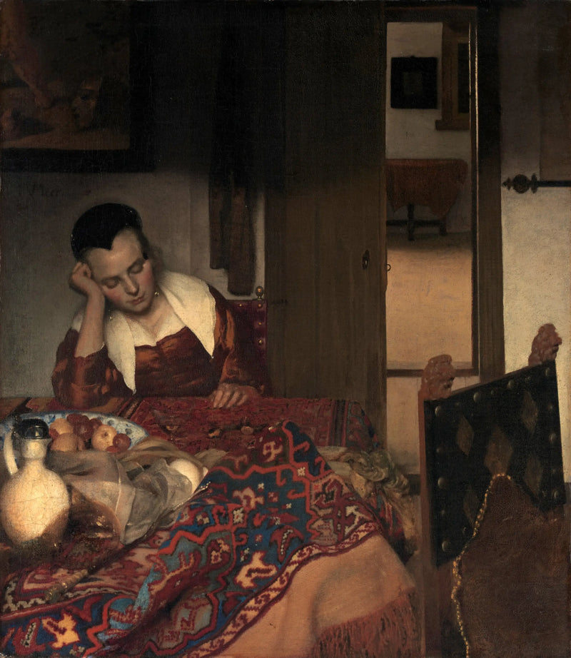 Een slapend meisje - Johannes Vermeer