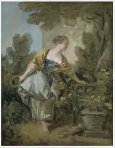 Een jonge vrouw in een park - François Boucher