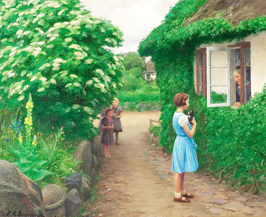 Een zomerdag met kinderen, een kitten en een oude vrouw bij het raam. - H. A. Brendekilde

Source:
Une journée d'été avec des enfants avec un chaton et une vieille femme à la fenêtre. - H. A. Brendekilde