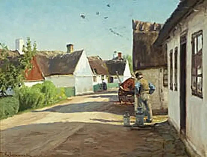 Een zomerdag in een dorp met een man die naast enkele melkcontainers staat. - H. A. Brendekilde

Source:
Une journée d'été dans un village avec un homme debout près de quelques bidons de lait. - H. A. Brendekilde