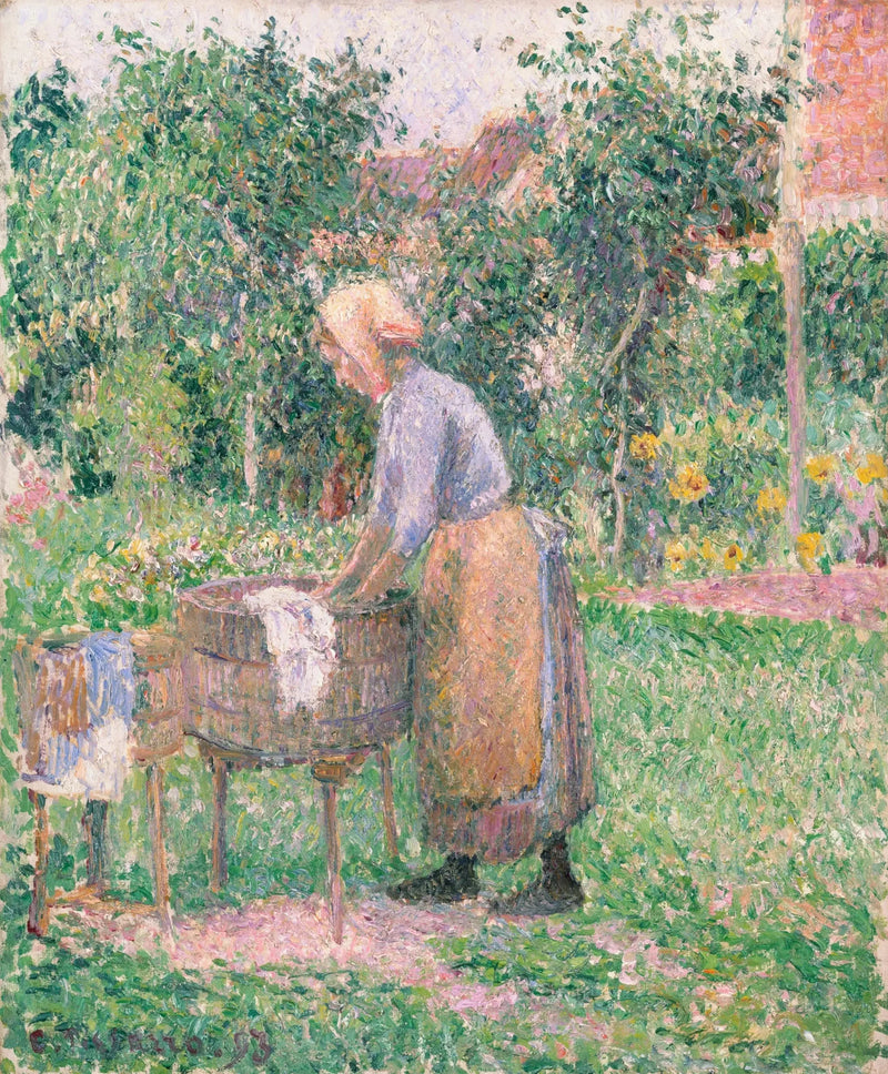 Een wasvrouw in Éragny - Camille Pissarro