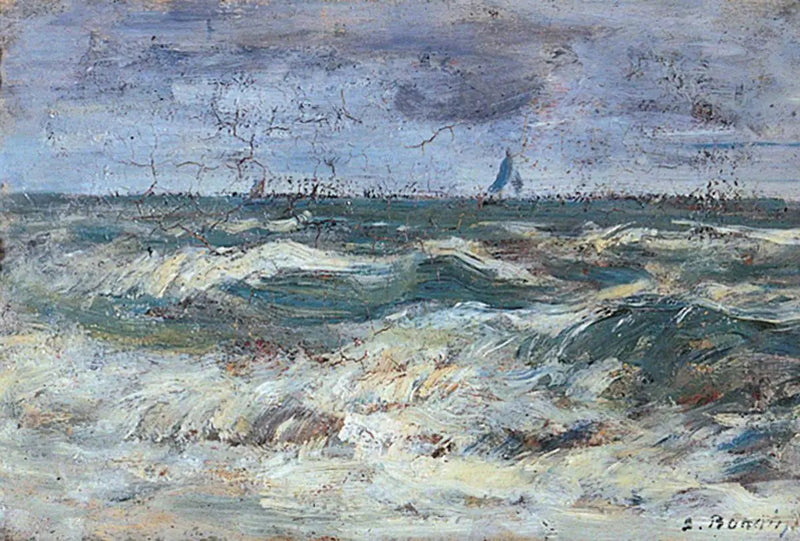 Een woelige zee - Eugène Boudin