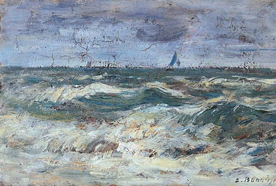 Een woelige zee - Eugène Boudin