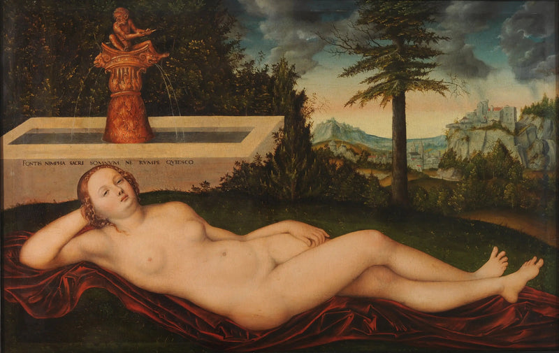 Een nimf bij een fontein - Lucas Cranach de Oudere