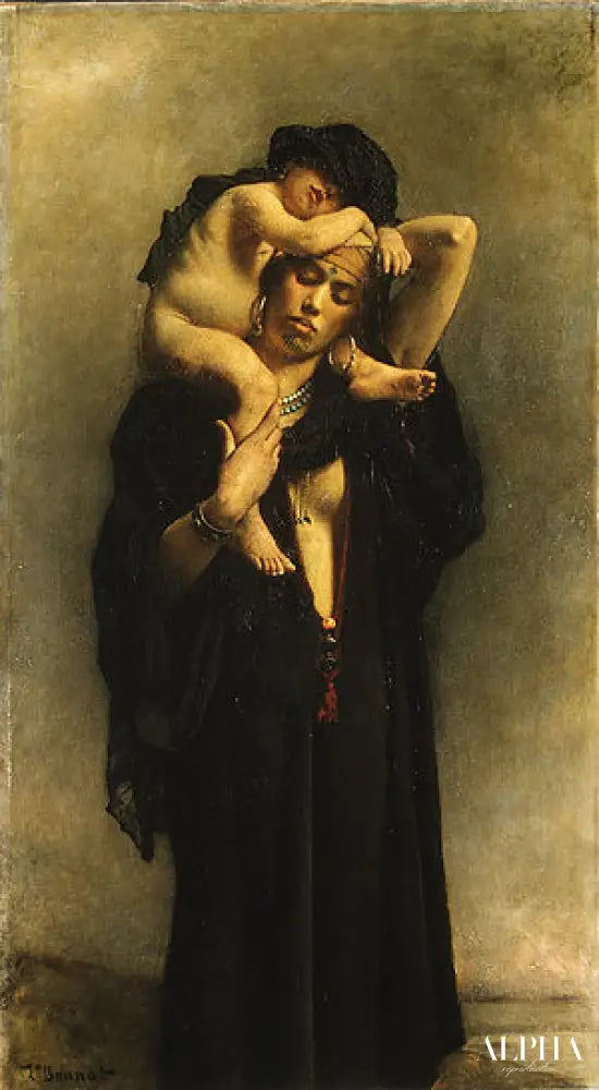 Une paysanne égyptienne et son enfant - Léon Bonnat - Reproductions de tableaux et peintures haut de gamme