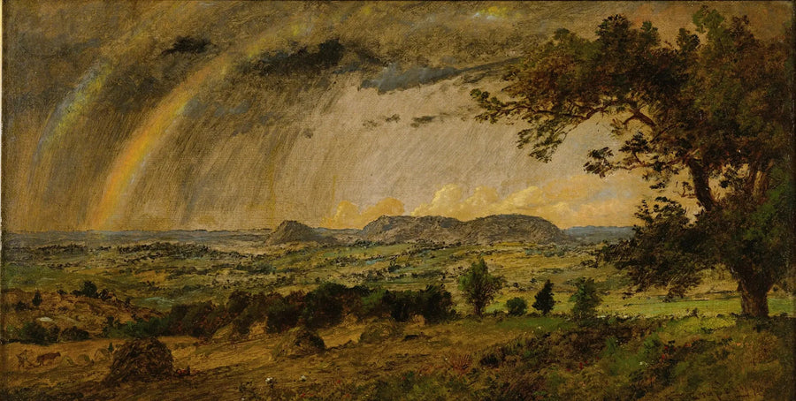Een voorbijgaande regenbui op de Adam- en Eva-bergen - Jasper Francis Cropsey