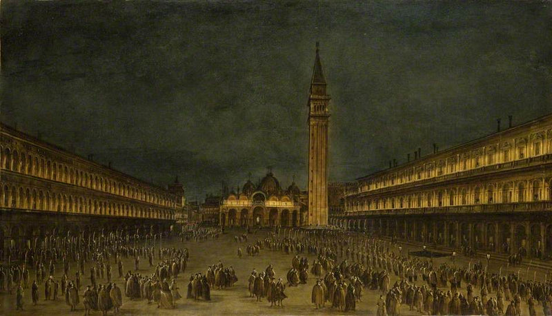 Een nachtelijke processie op het San Marco-plein - Francesco Guardi