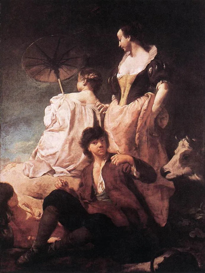 Een wandeling op het platteland - Giovanni Battista Piazzetta