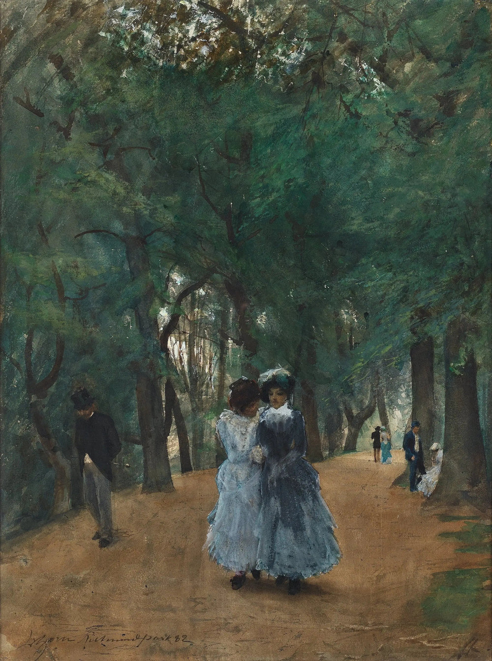 Une promenade dans le parc - Anders Zorn image 1 copie de tableau peinte à la main