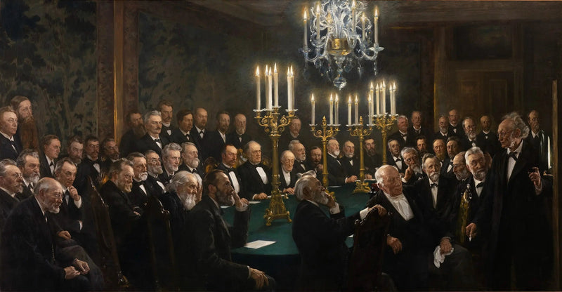 Een bijeenkomst aan de Koninklijke Academie van Wetenschappen en Letteren van Denemarken - Peder Severin Krøyer