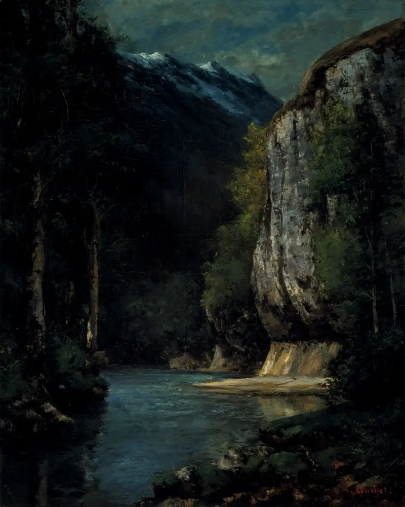 Een rivier in een bergkloof - Gustave Courbet