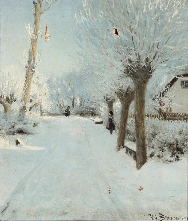 Een zonnige en besneeuwde weg met twee kinderen. - H. A. Brendekilde

Source:
Une route ensoleillée et enneigée avec deux enfants. - H. A. Brendekilde