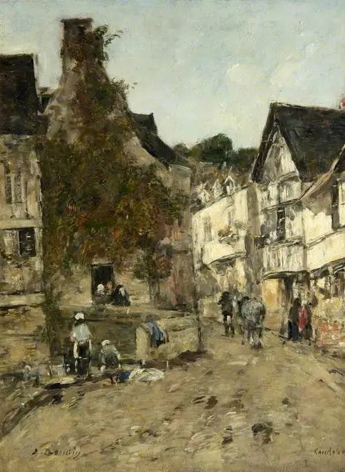 Een straat in Caudebec-en-Caux - Eugène Boudin