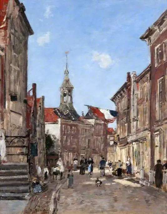 Een straat in Dordrecht - Eugène Boudin
