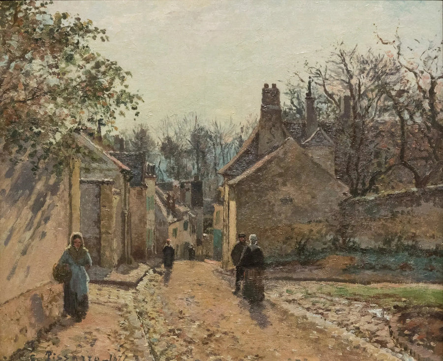 Een dorpsstraat, Louveciennes - Camille Pissarro