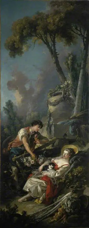 Een pastorale scène («De slapende tuinier») - François Boucher
