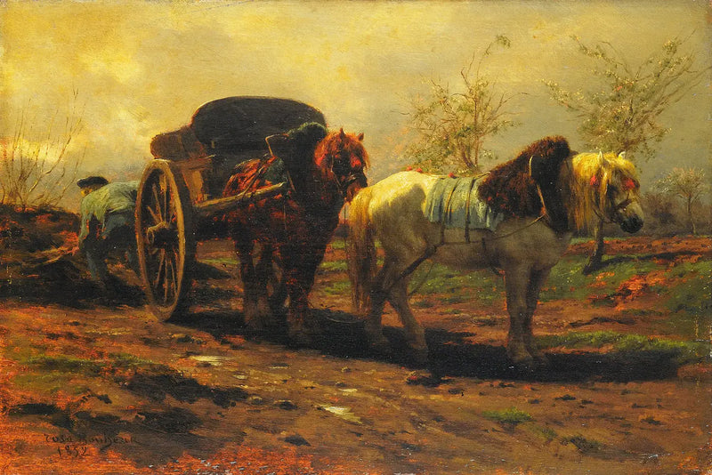 Een auto met twee paarden - Rosa Bonheur