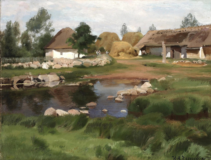 Een uitzicht op de vijver van het dorp. - H. A. Brendekilde

Source:
Une vue de l'étang du village. - H. A. Brendekilde