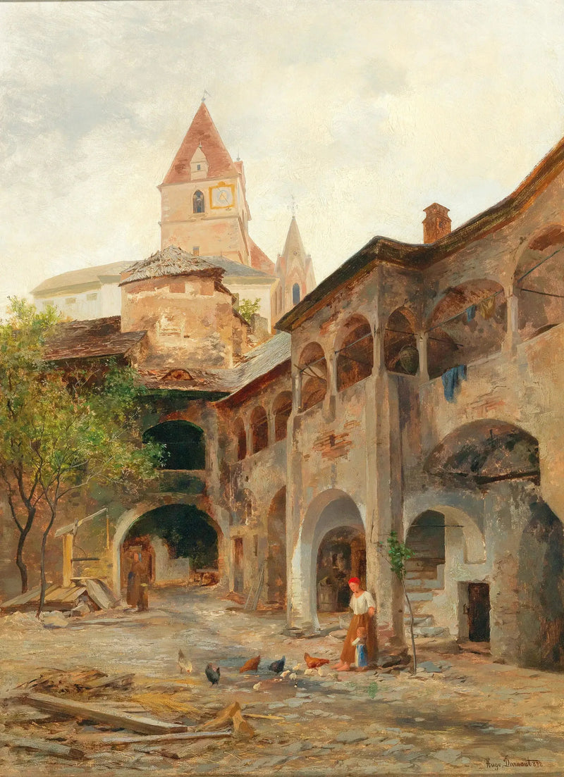 Een uitzicht op de Theissenhoferhof in Weissenkirchen - Hugo Darnaut