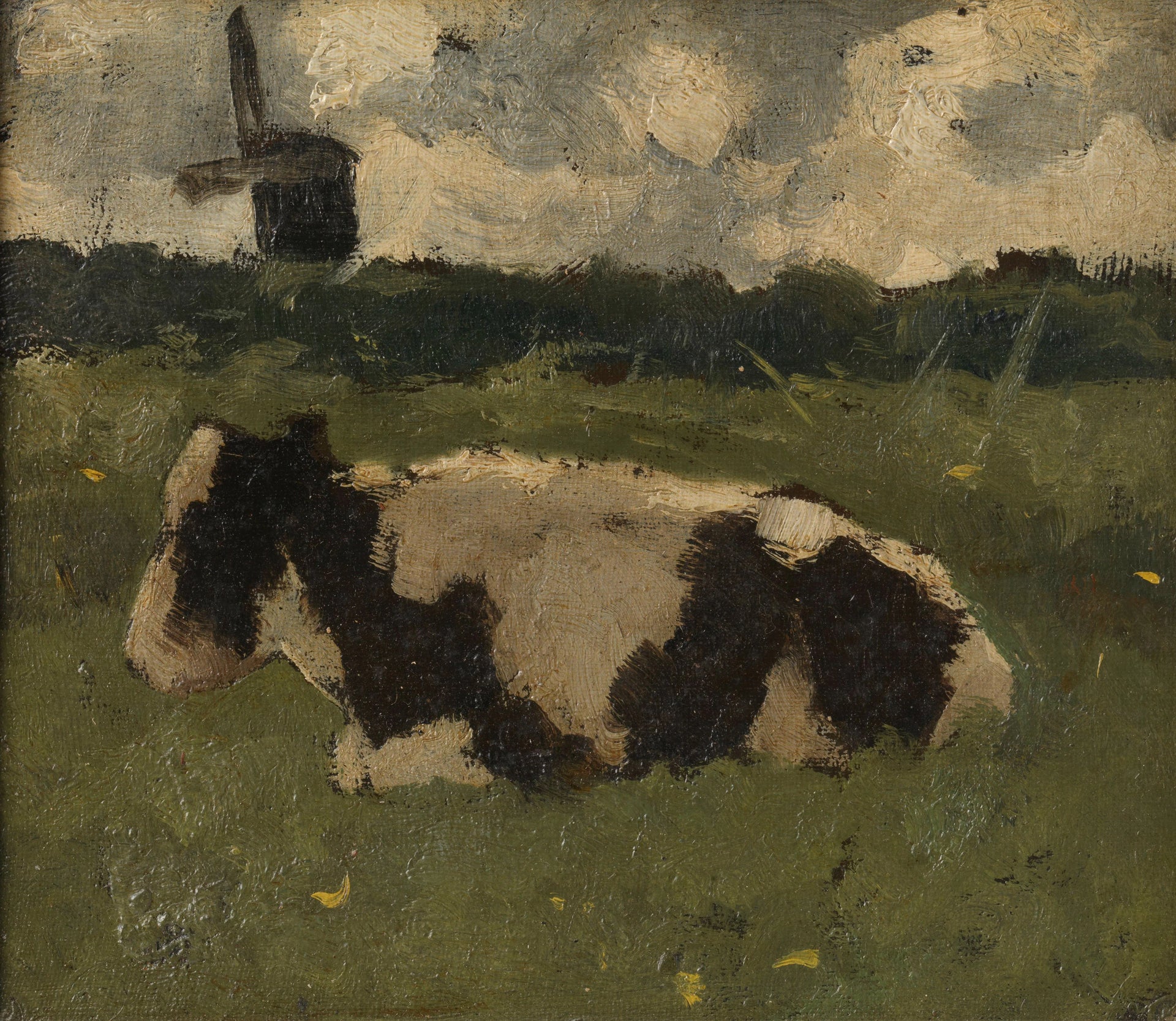 Vache couchée avec moulin à vent - Richard Roland Holst