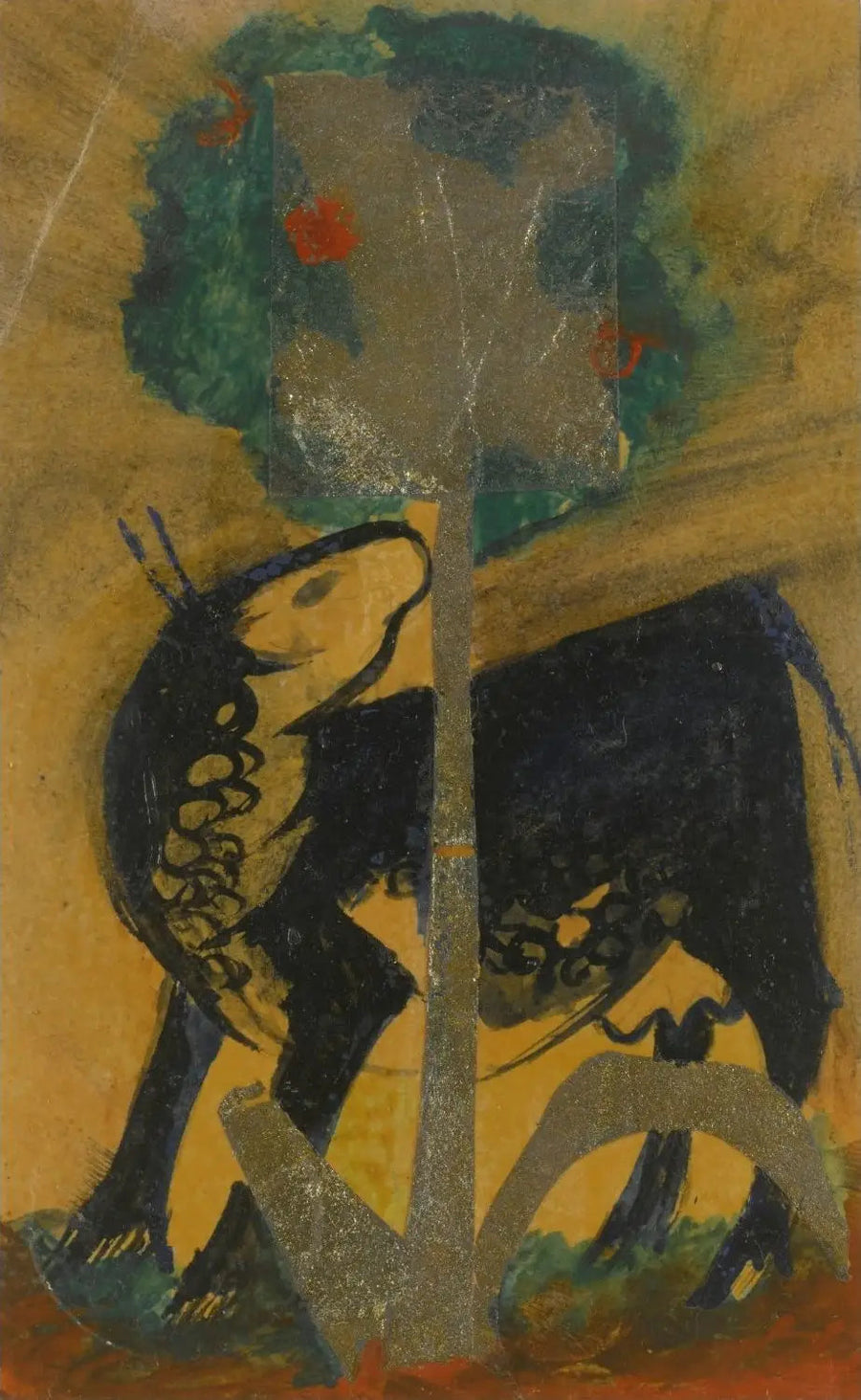 Zwarte koe achter een boom - Franz Marc