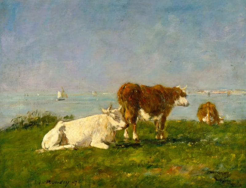 Koeien die grazen aan de zee - Eugène Boudin