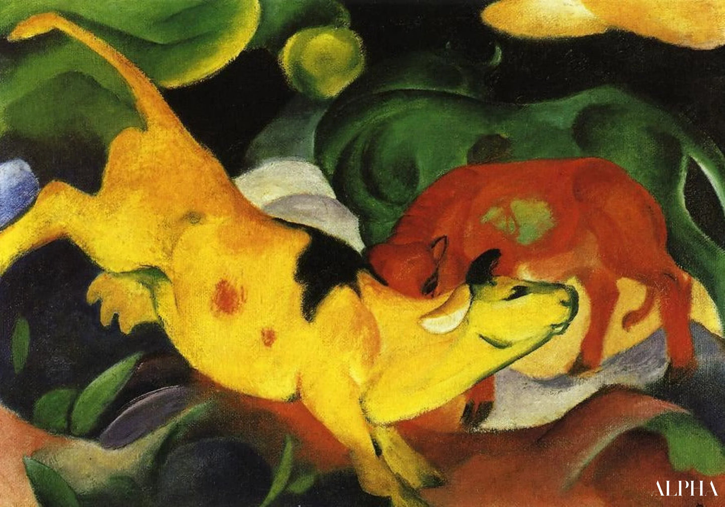 Rode Groene Gele Koeien - Franz Marc - Reproducties van schilderijen en hoogwaardige schilderijen