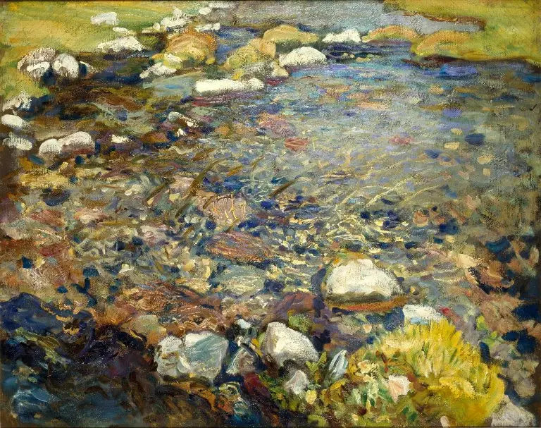 Val d'Aoste: een beekje op rotsen - John Singer Sargent
