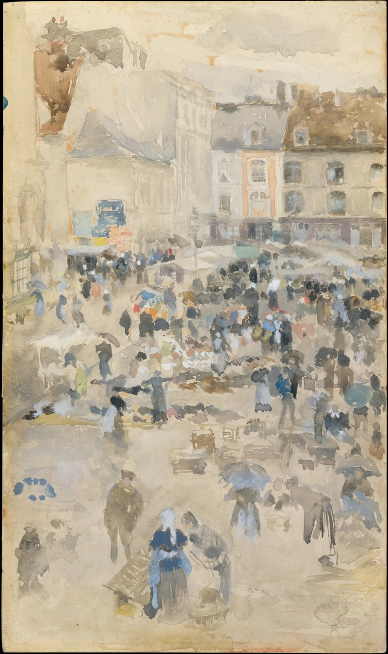 Variaties in paars en grijs — Place du Marché, Dieppe - James Abbott McNeill Whistler