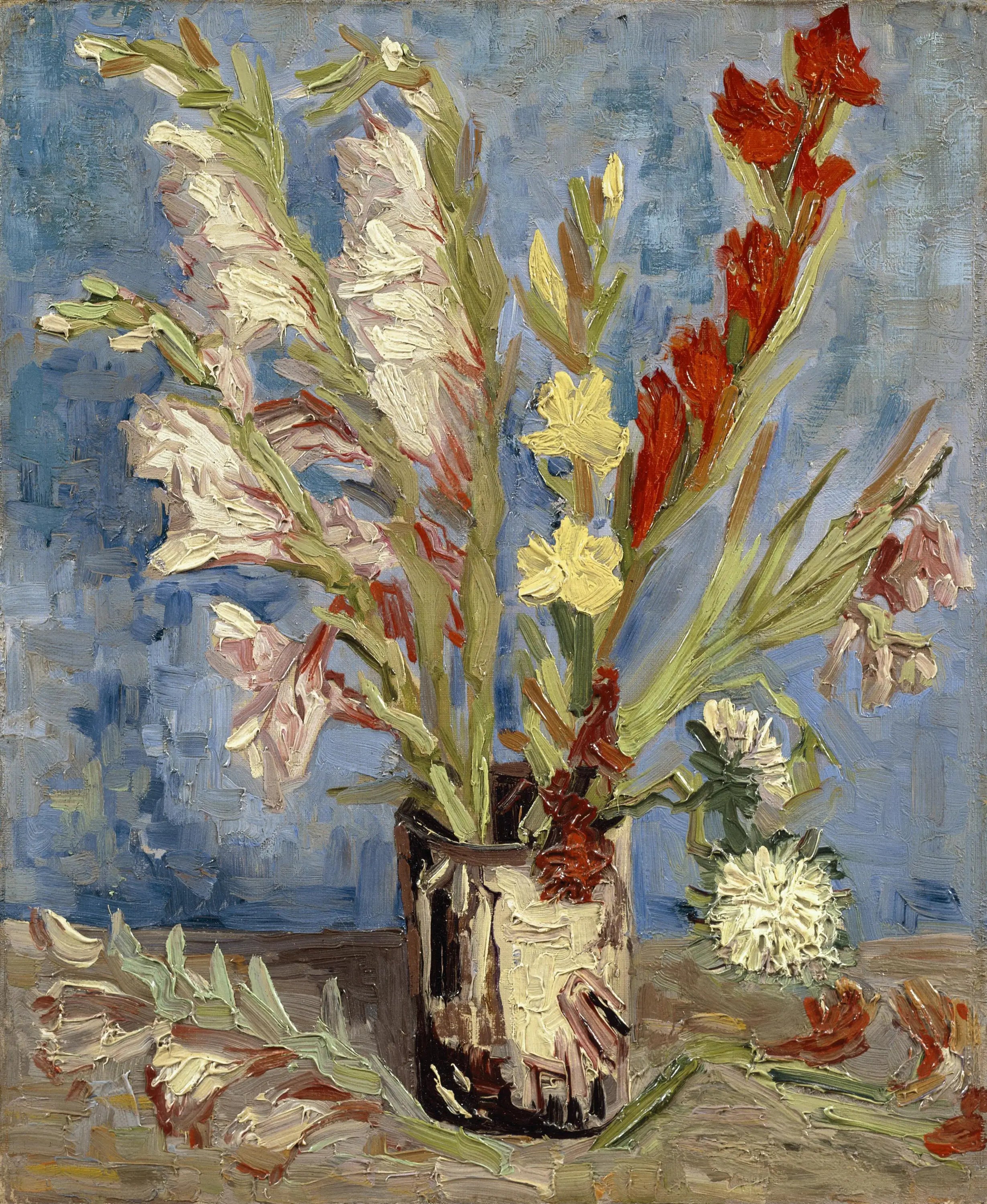 Reproduction du tableau « Vase aux glaïeuls et asters de Chine - Vincent van Gogh » par Alpha Reproduction en peinture à l’huile