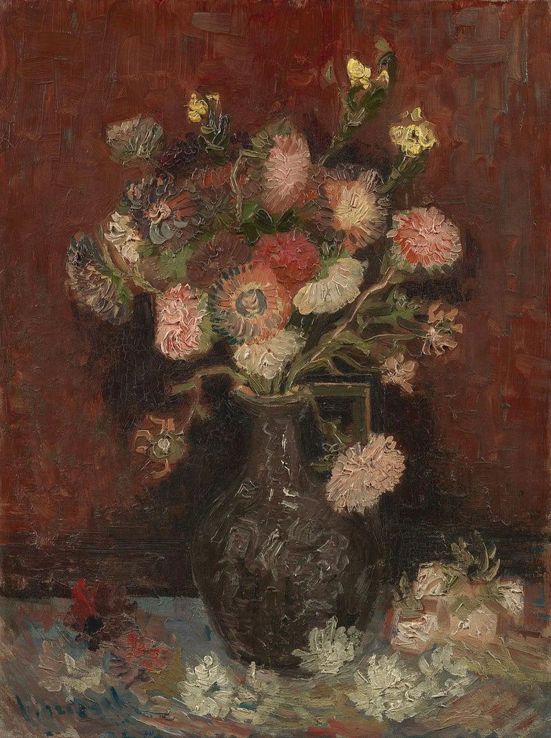 Vaas met Chinese asters en gladiool - Vincent van Gogh