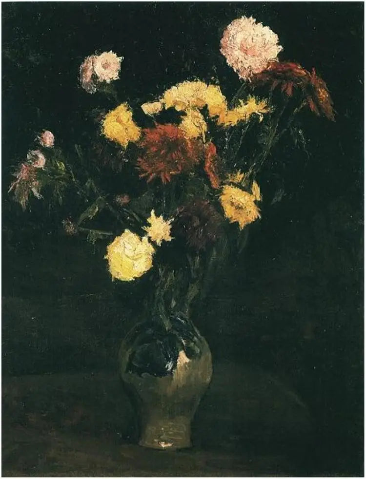 Vaasje met anjers en zinnia's - Vincent van Gogh