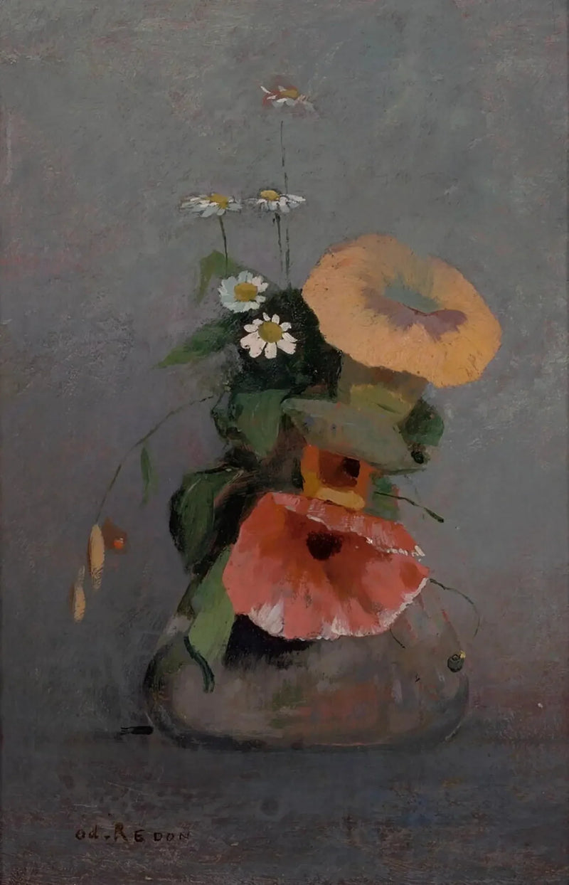 Vaas met klimplant en kamille - Odilon Redon