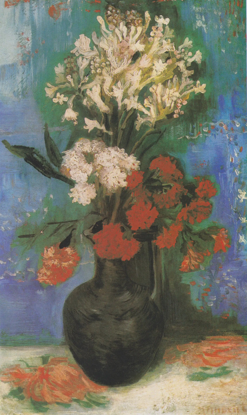 Vaas met anjers en andere bloemen - Vincent van Gogh