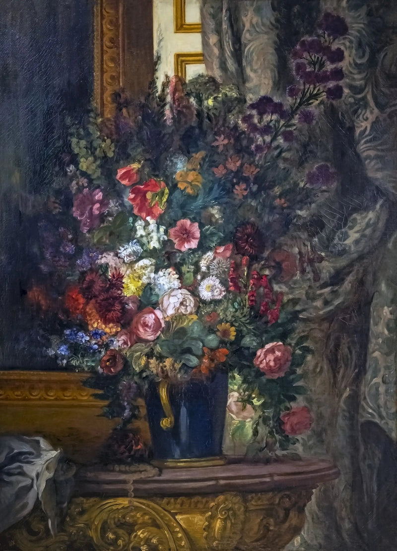 Bloemvaas op de console - Eugène Delacroix