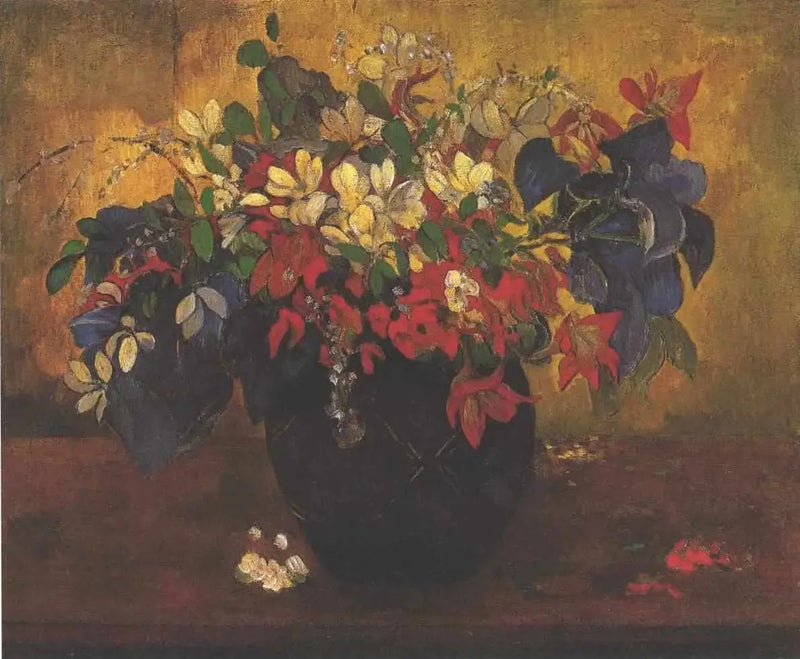Vaas met rode bloemen - Paul Gauguin
