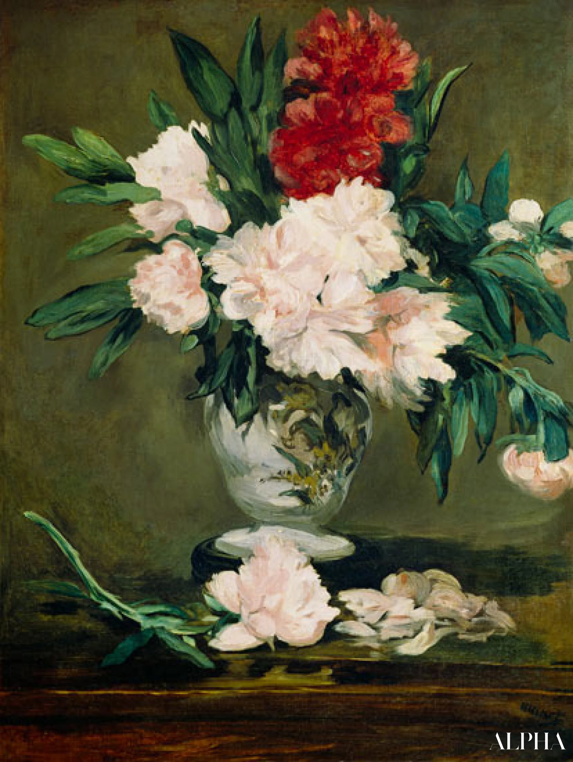 Vaas met pioenen - Edouard Manet - Reproducties van schilderijen en hoogwaardige schilderijen