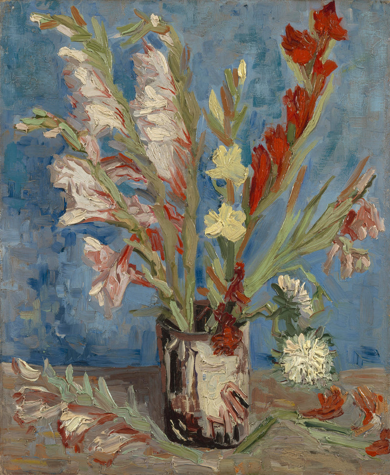 Vaas met gladiool en Chinese asters - Vincent van Gogh