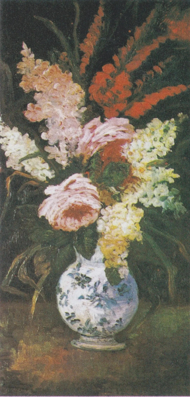 Vaasje met gladiool en sering - Vincent van Gogh