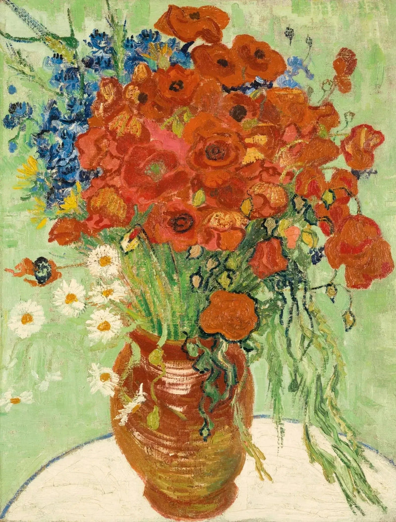 Vaas met madeliefjes en klaprozen - Vincent van Gogh