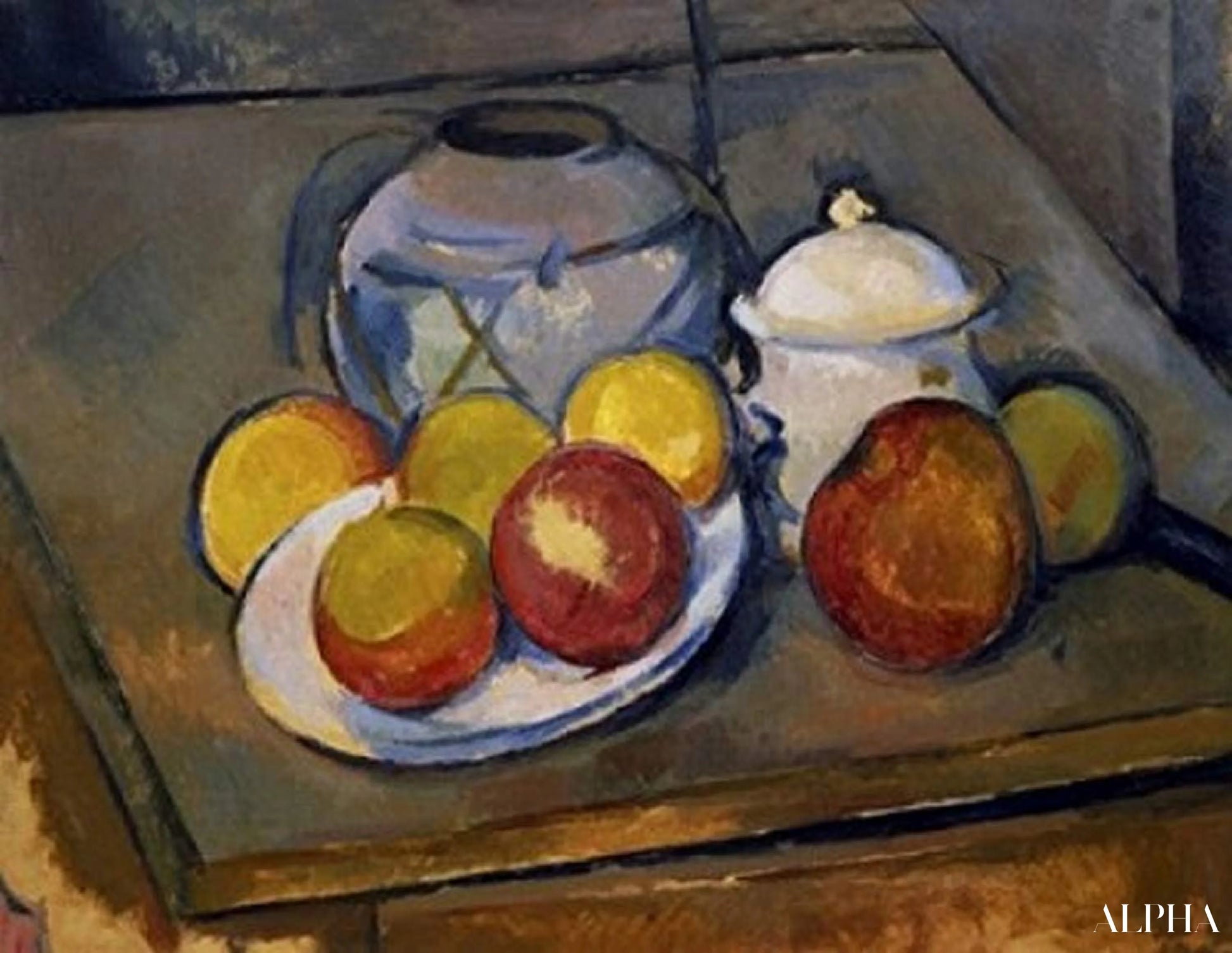 Vaas, suikerpot en appels - Paul Cézanne - Reproducties van schilderijen en hoogwaardige schilderijen