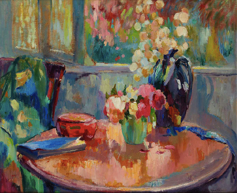 Bloemvazen op de bijzettafel - Robert Antoine Pinchon