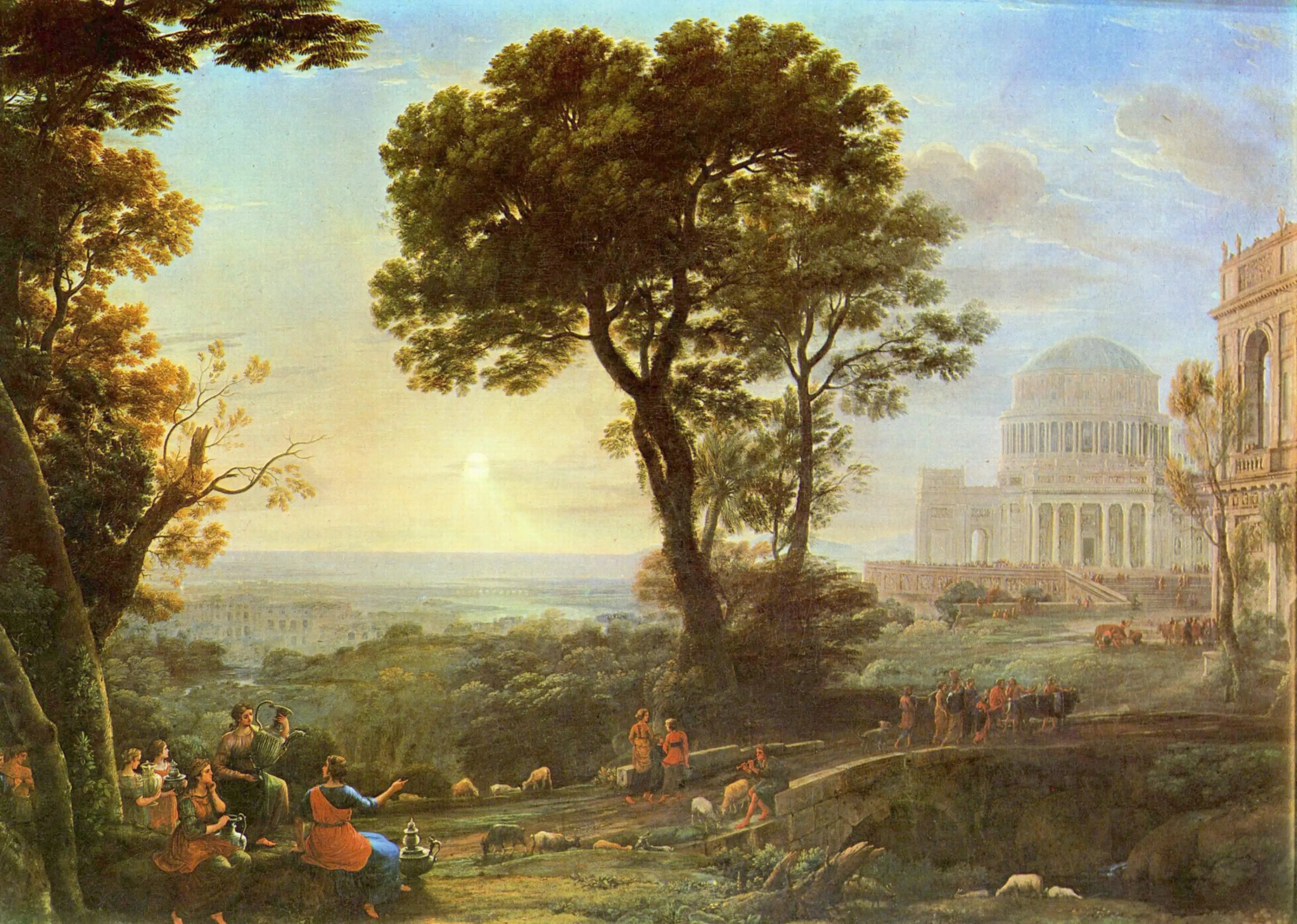 Vedute von Delphi mit einer Opferprozession - Claude Lorrain image 1 reproduction de peinture à l’huile