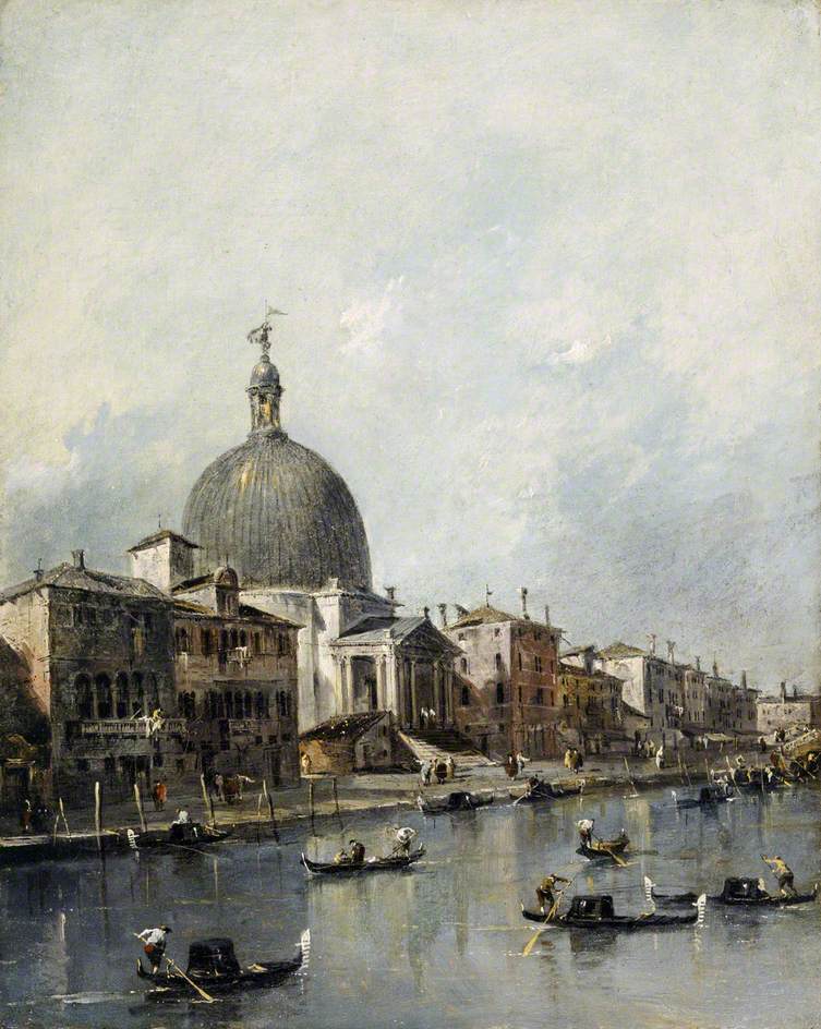 Venetië, de kerk van San Simeone Piccolo aan het Groot Kanaal - Francesco Guardi